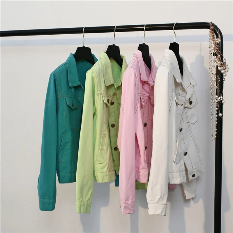 Джинсовая куртка Осенняя Женская винтажная Короткая Верхняя одежда женские