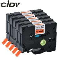 cidy black on fluorescent orange 5pcs 12mm tz b31 tze b31 tze b31 tz b31 laminated label tape compatible for brother