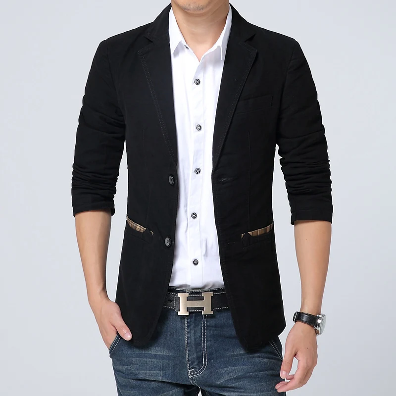 Осенний брендовый Мужской Хлопковый Блейзер, тонкий пиджак жениха, новейший дизайн пальто, высокое качество, блейзеры размера плюс S-4XL