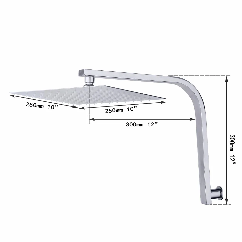 YANKSMART AU 8 &quot10&quot 12 &quotванная комната настенный квадратный дождевик из нержавеющей