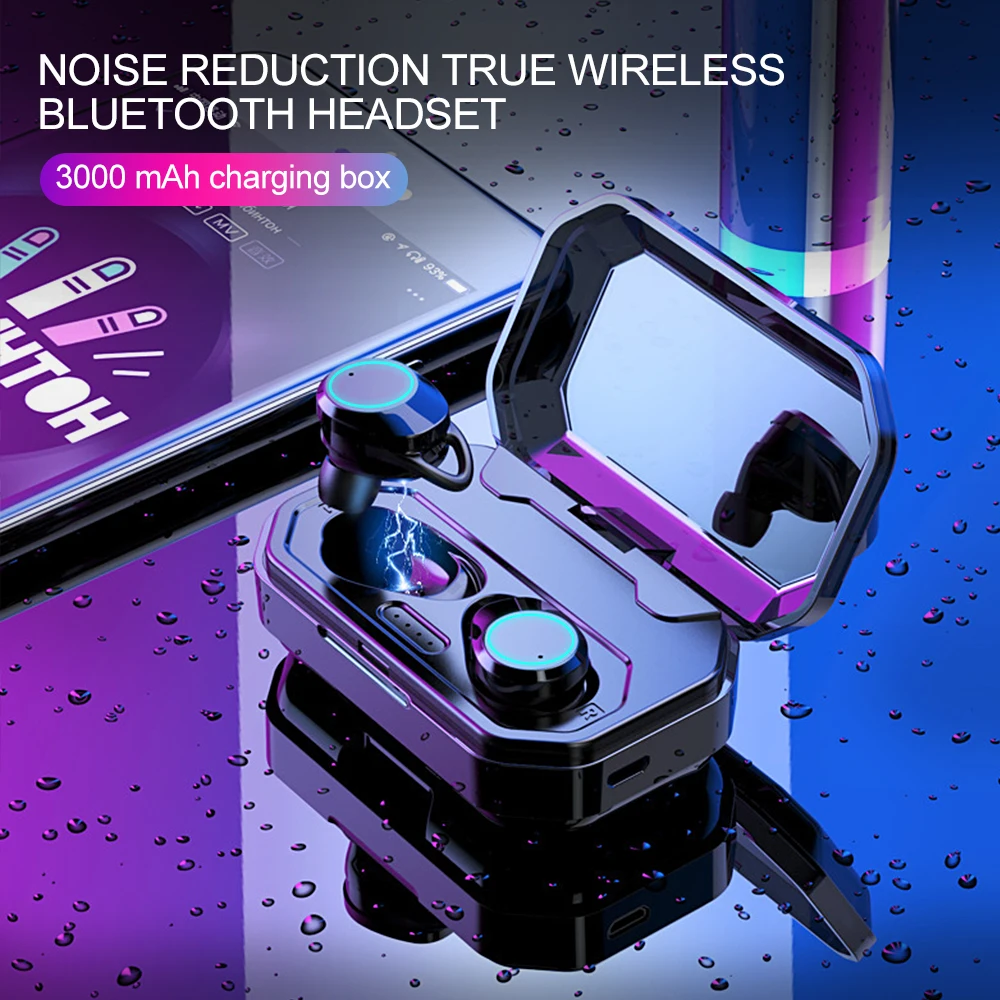 True TWS Wireless Earbuds Bluetooth 5.0 Earphones Touch Control Twins Headsets IPX7 Waterproof Earphone with Charging Box
