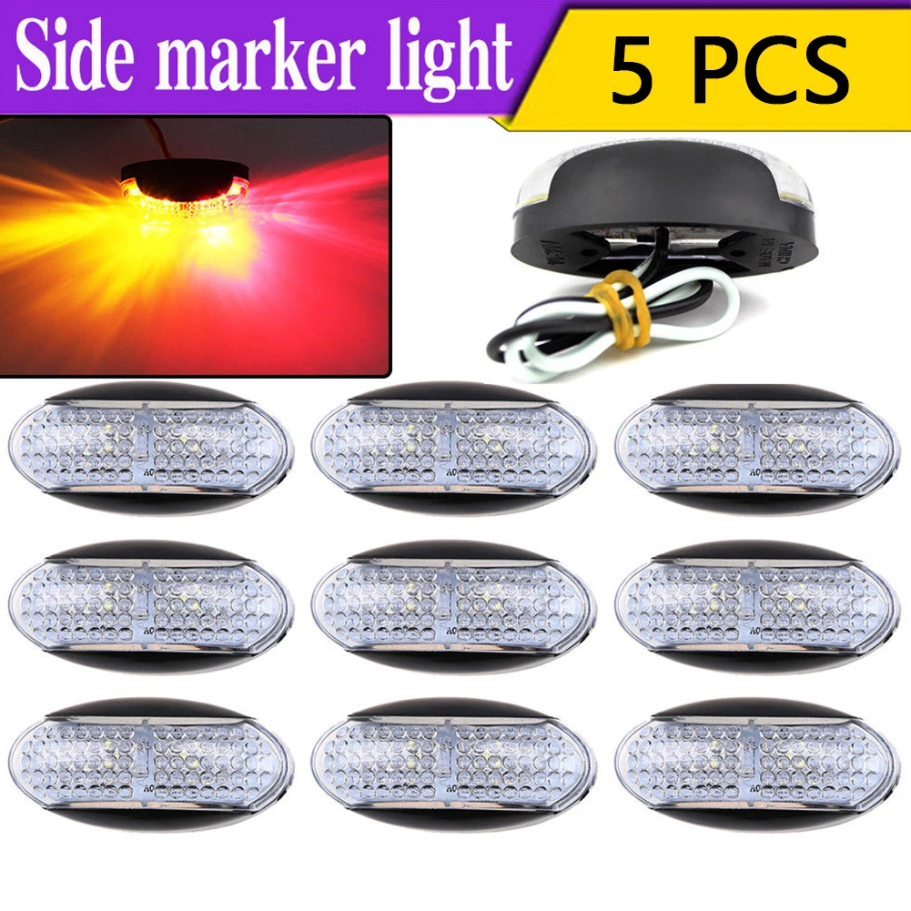 5pcs 10-30V Bi-color Waterproof Truck Led Lorry Plastic Bus Trailer Signal Side Marker Light Car | Автомобили и мотоциклы
