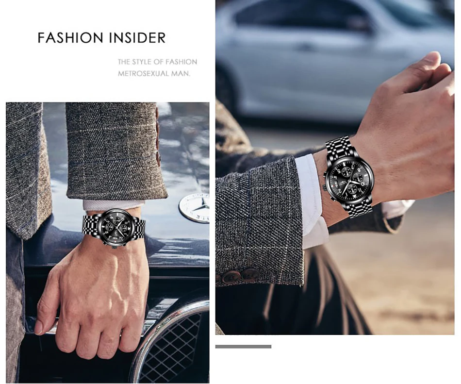 Mens Watches Top Brand Fashion Chronograph LIGE Black Quartz Watch Stainless Steel Automatic Date Watch Relogio Masculino