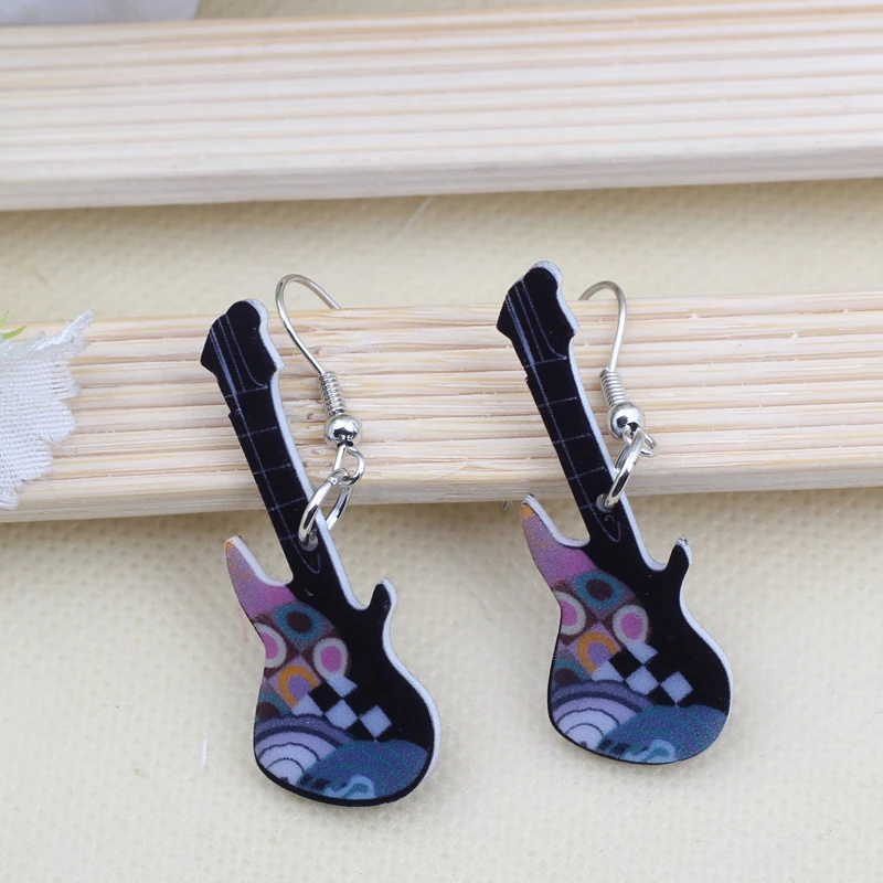 Серьги Подвески Акриловые в виде гитары 1 пара|earrings acrylic|drop earringsearrings style |