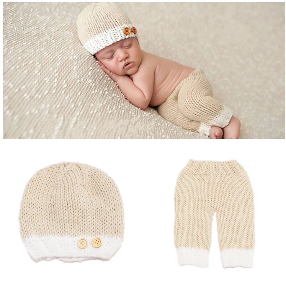 Неонатальная бежевая шерстяная одежда прекрасный реквизит для фотосъемки Мини