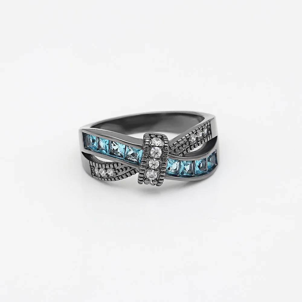 Purple Cross Ring Fashion White Black Gold Filled Jewelry Vintage Blue Red Green Wedding Rings For Women Birthday Stone Gifts | Украшения и