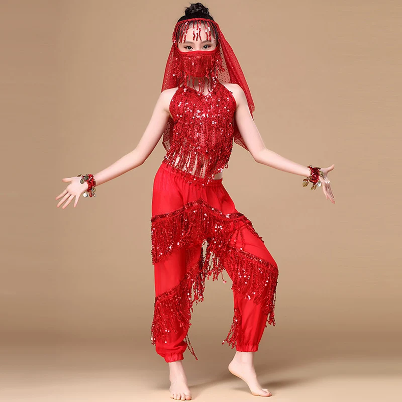 2017 новое платье для танцев девочки 5 предметов комплект (топ + турецкий штаны