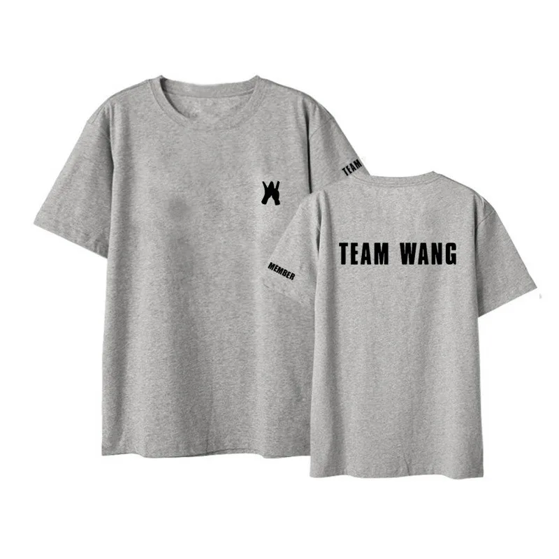 Футболка Kpop GOT7 Team Wang летняя футболка для пар черная Джексона с коротким рукавом