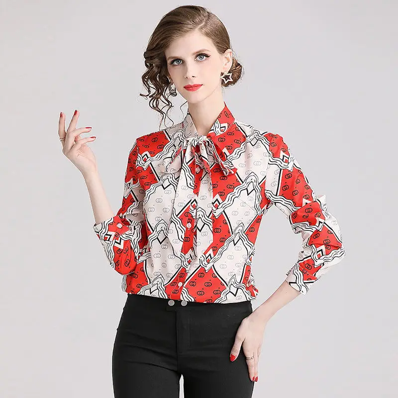Новинка весна-лето модная женская блузка с принтом большие размеры рубашки для
