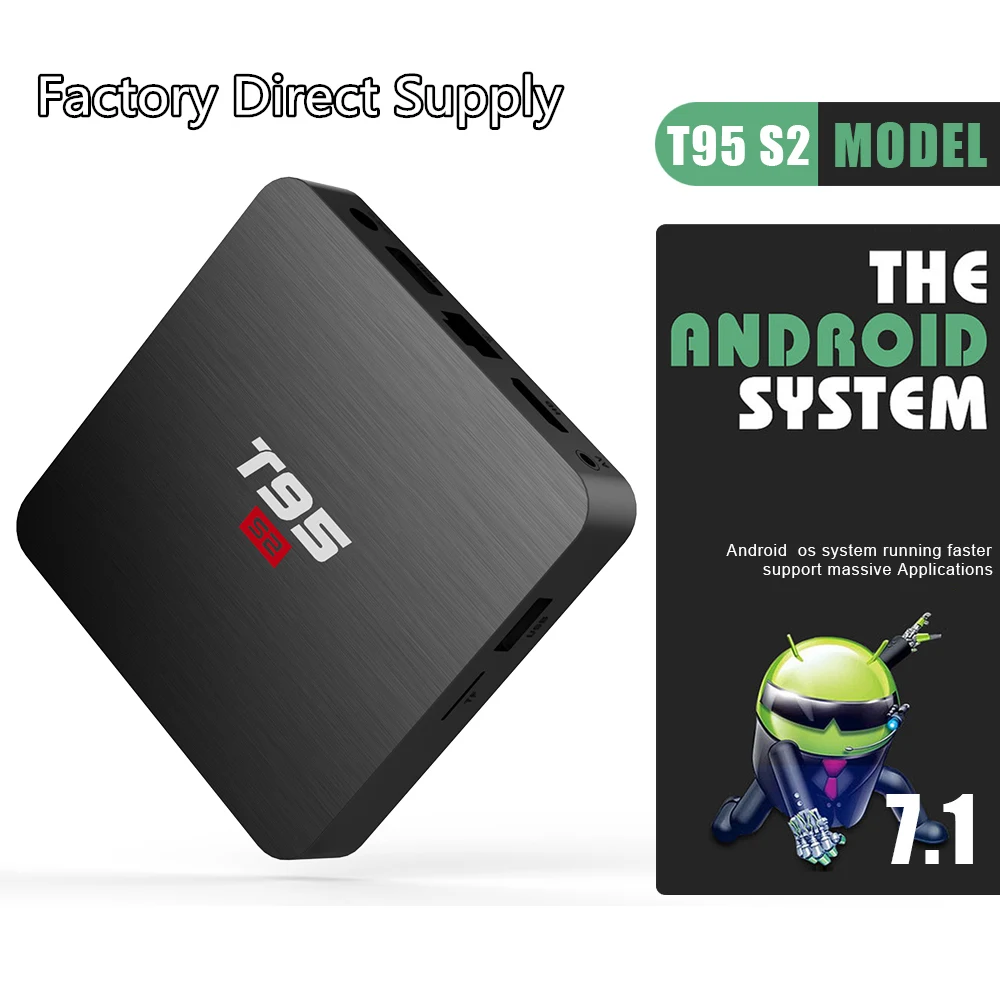 ТВ приставка T95 S2 Android 7 1 OS Smart TV BOX 2 ГБ 16 8 четырехъядерный процессор Amlogic S905W 4 ггц WiFi