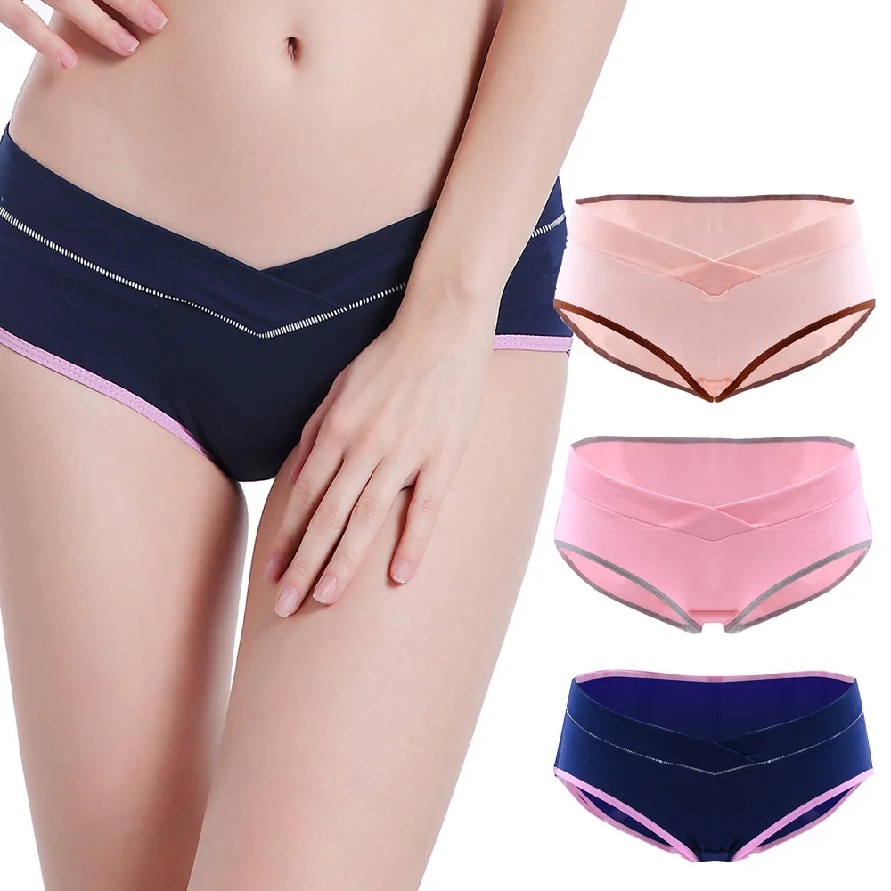 ZTOV 3 Шт./лот Хлопок Материнства Underwear U-образный Низкой Талией Беременности Трусы Для Беременных женщин Плюс размер Одежды Трусики - Цвет: 68A