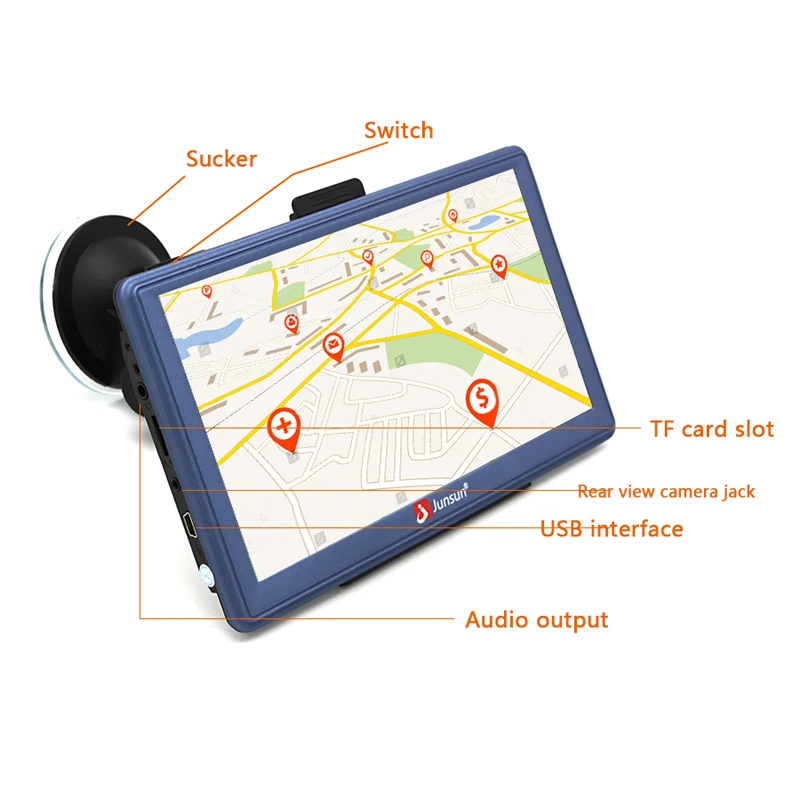 Junsun 7 дюймов android автомобильный GPS навигации навигатор MT8127A Bluetooth WI FI fm передатчик