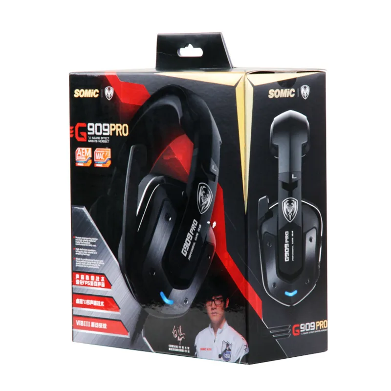 10 шт. SOMIC G909PRO 7 1 звуковые Игровые наушники стерео Бас игровая гарнитура с
