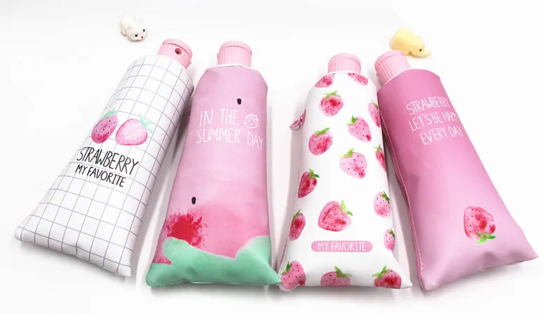 8pcs/lot Korea Creative Toothpaste Small Fresh Fruit Pencil Bag Large Capacity Multi-function Stationery Bag Girl Pencil Case