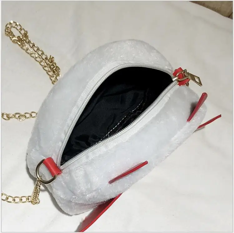 

Funny Fashion Circle Shape Plush Bag Circular Ladies Handbag Chain Purse Shoulder Bags Teenager Girls Crossbody Messenger Bag.