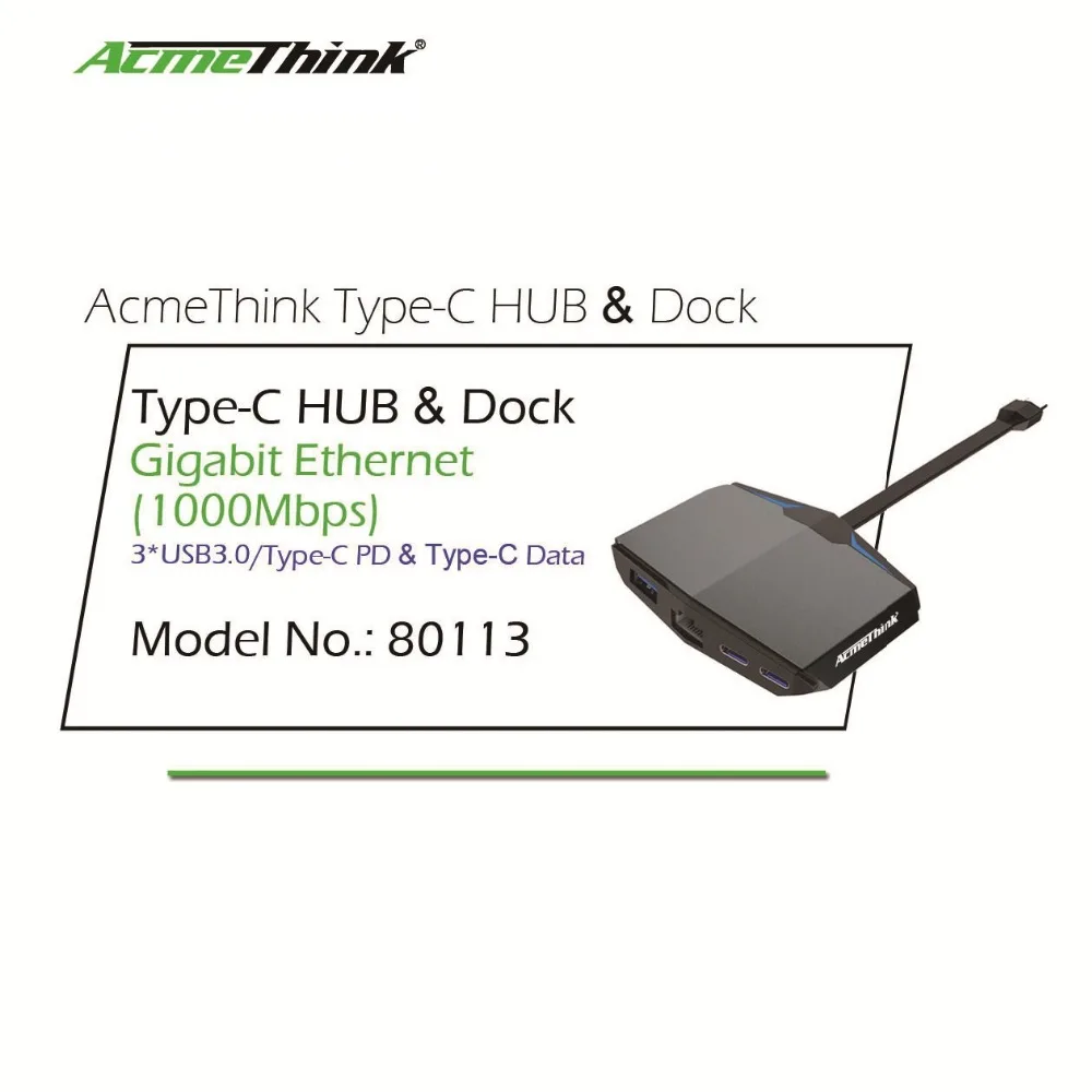 AcmeThink usb тип c Multi Функция адаптер с LAN VGA HDMI USB 3 1 и мощность доставки синхронизации
