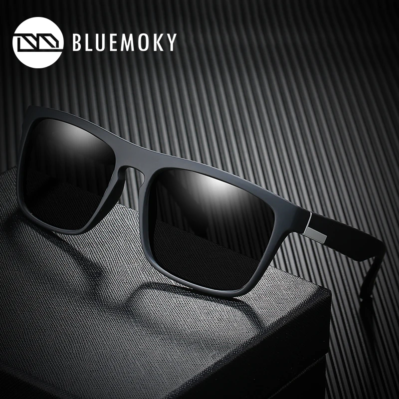 BLUEMOKY песочные Черные Квадратные Солнцезащитные очки Мужские UV400 поляризованные очки для мужчин фирменный дизайн для вождения Полароид солнцезащитные очки для женщин