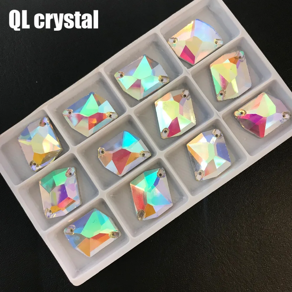 QL кристально чистые АБ ненормальные стеклянные кристаллы стразы пришитые на