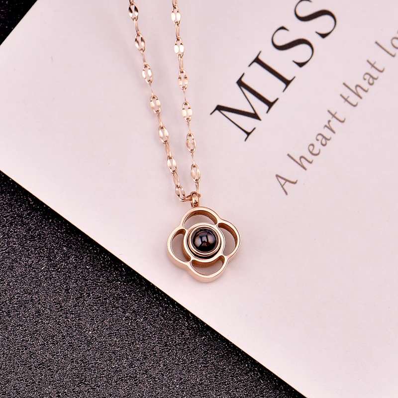 Женское Ожерелье из нержавеющей стали без выцветания на 100 языках ожерелье с