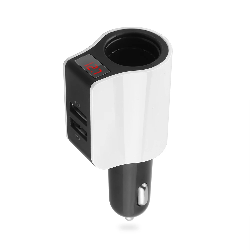 Onever розетка прикуривателя 100-120 Вт выходной адаптер питания 2 порта USB Зажигалка 2.1A автомобильное зарядное устройство для iPhone samsung светодиодный - Название цвета: black