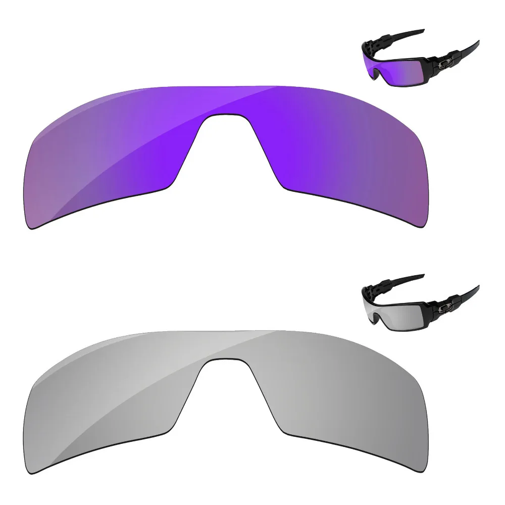 

Хромированные серебристые и фиолетовые 2 шт. зеркальные поляризованные Сменные линзы для масляных солнцезащитных очков оправа 100% UVA & UVB защ...