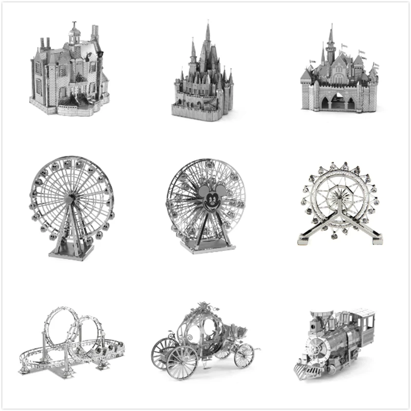 Колесо обозрения серебряные 3D металлические Пазлы Золушка замок парк