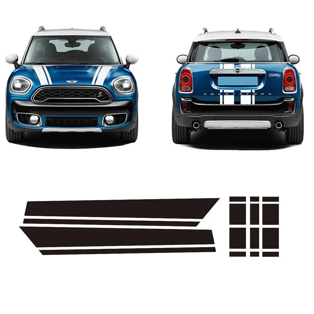 Наклейки в полоску с капюшоном и задней графикой для Mini Cooper Countryman F60 2017