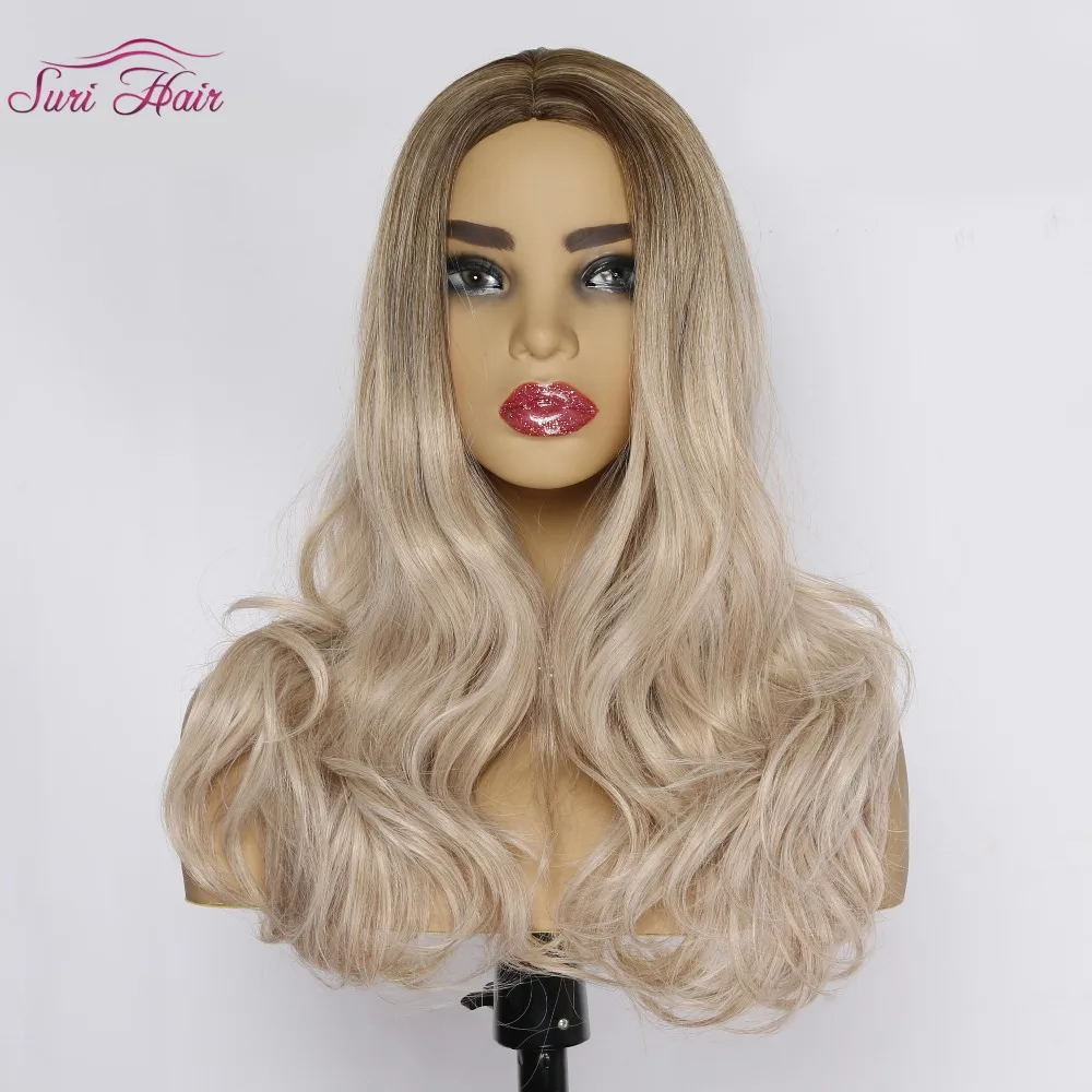 Suri Hair beauty Synthetic Wig Long Body Wave Heat Resistant Fiber Ombre Blonde for Women Cosplay hair 22 inches free ship | Шиньоны и