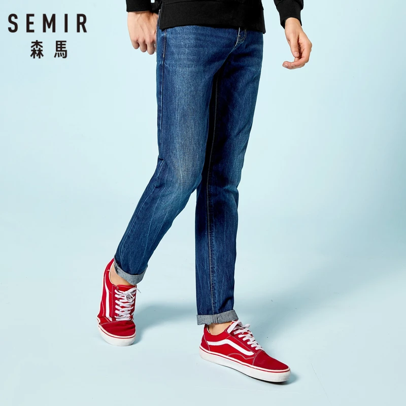 Мужские укороченные джинсы SEMIR из 100% хлопка облегающие с боковыми карманами