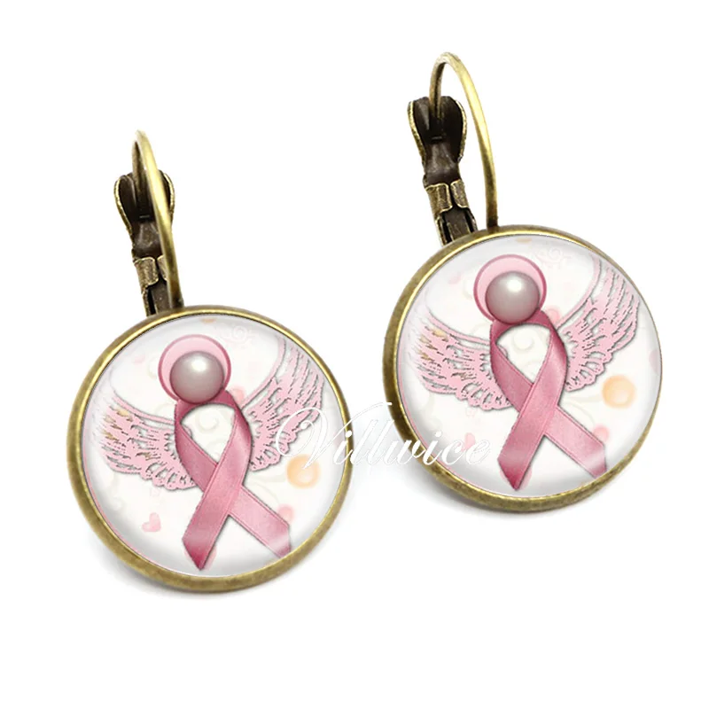 Серьги в виде сердца с изображением рака груди|glass heart earrings|breast cancer earringsearrings for |