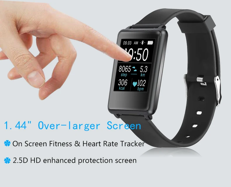 Smartch Новый 1 44 дюймов 2 5 HD сенсорный экран Смарт-браслет TK002 монитор сердечного