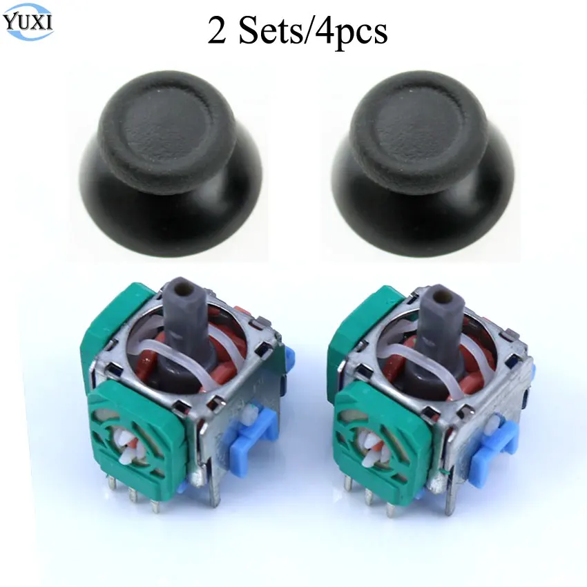 

YuXi Right Left Joystick 3D Analog Stick Sensor + Grips sticks caps for Sony Playstation 4 PS4 Controller Reair Part