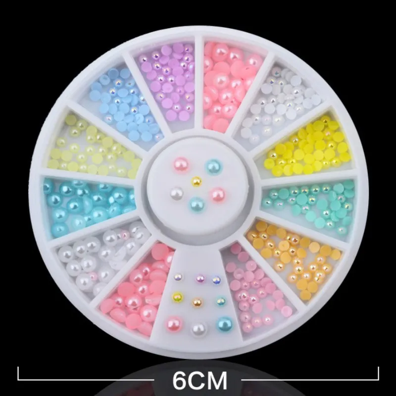 

New Mixed size(2-3MM) Fashion Candy Color Round DIY Resin Flatback Nail Art Pearl For Nail Decoration