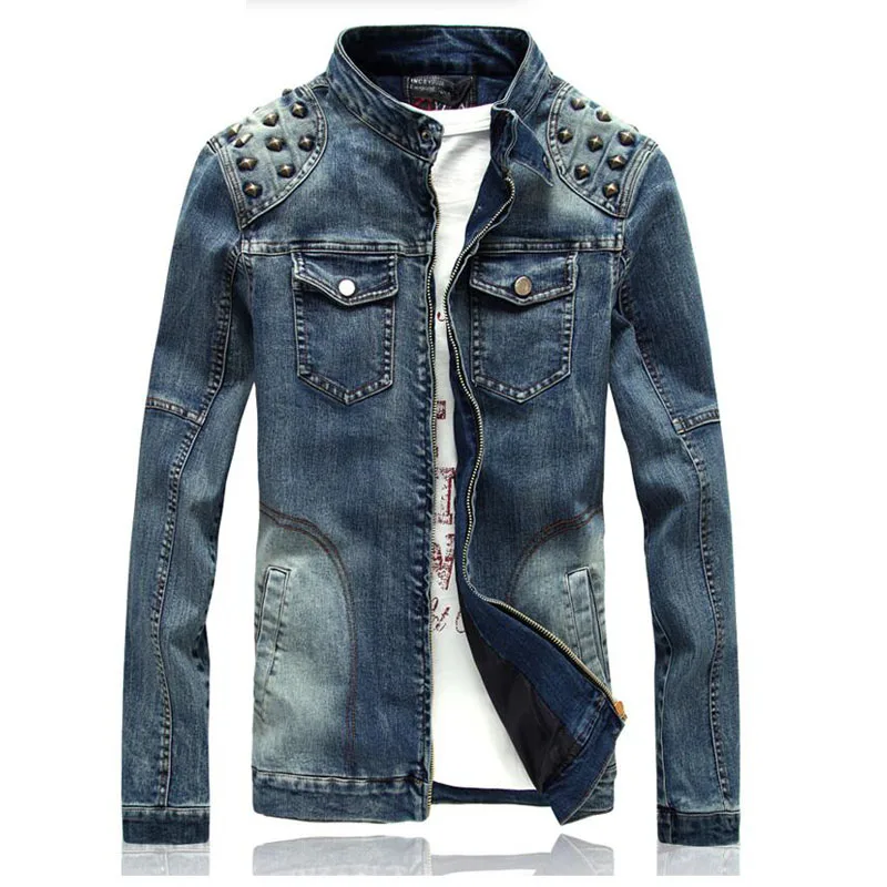

2016 New Style Denim Jacket Of The New Rivet Slim Men Jacket