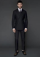 bridegroom suits double breasted peaked lapel colour black men tuxedos two pieces jacketpant business clothing costume homme