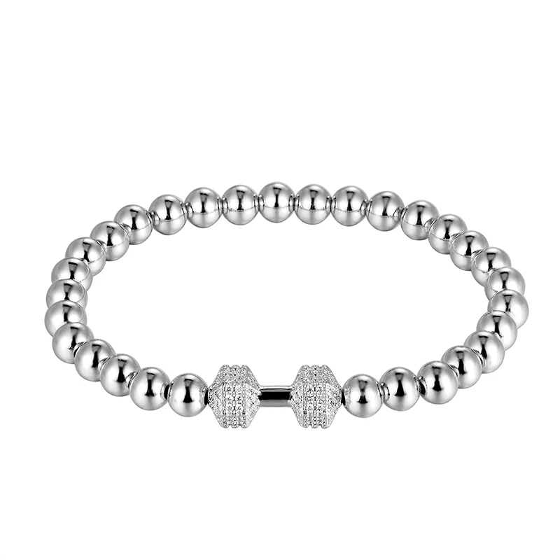 Бренд LIVVY 2018 модный черный CZ гантели мужской браслет натуральный камень с