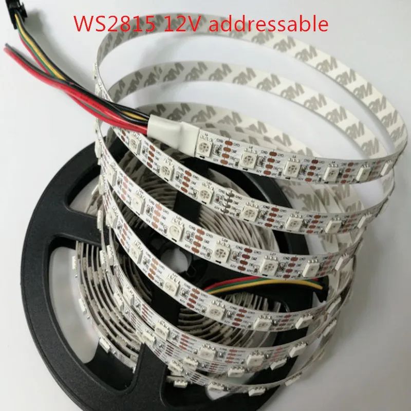 DC12V WS2815(WS2813 обновление) RGB 5050 светодиодный пиксель полосы, индивидуально адресуемых Белый/Черный PCB 30/60/144 светодиодный S/M светодиодный полосы света