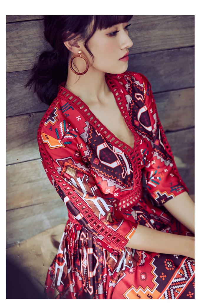 Женское винтажное шифоновое платье Orgreeter длинное в национальном стиле с тотемным