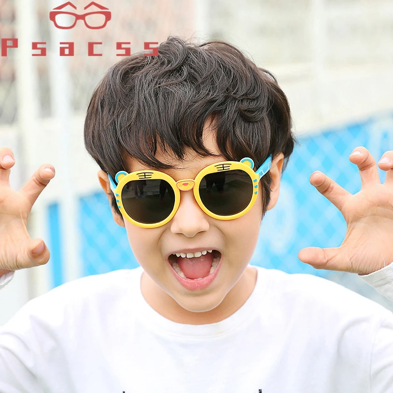 Поляризованные солнцезащитные очки Psacss с милым тигром детские в силиконовой