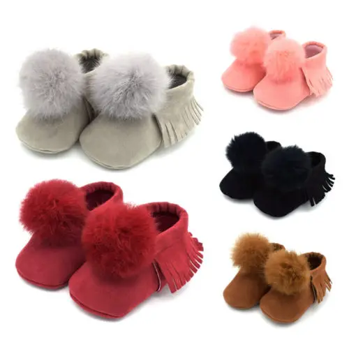 2017 детские зимние ботинки с кисточками для мальчиков и девочек мягкие Размеры 0-18