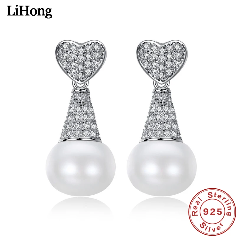 

Luxury Brand Jewelry 925 Sterling Silver Earrings Natural Pearl AAAA Zircon Crystal Earrings Set Wedding Gifts
