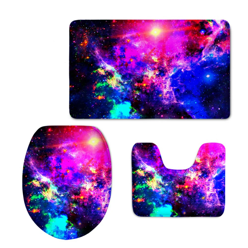 Чехол на сиденье унитаза HUGSIDEA с 3D космическим принтом Галактики нескользящий