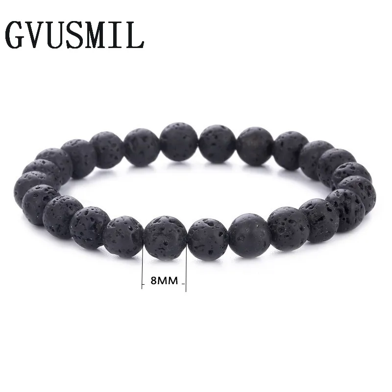 

GVUSMIL 2017 Fashion Jewelry Men bracelet Black Lava Energy Stone Beads Handmade Bracelet for Women Christmas gift