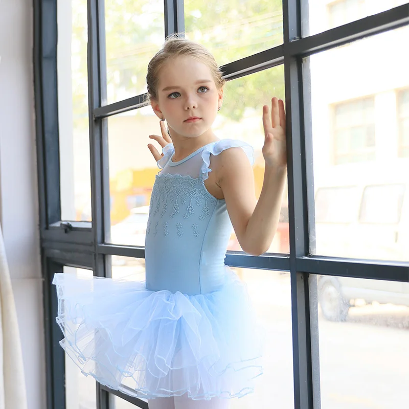 blue tank dress Балетное платье для девочек длинные рукава балетные костюмы 4 многослойная балетная юбка-пачка, детское платье балетное платье-пачка для детей - Цвет: blue tank dress
