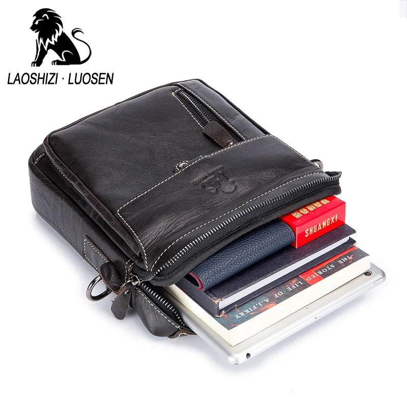 LAOSHIZI LUOSEN Мужская винтажная сумка из натуральной воловьей кожи портфель деловая