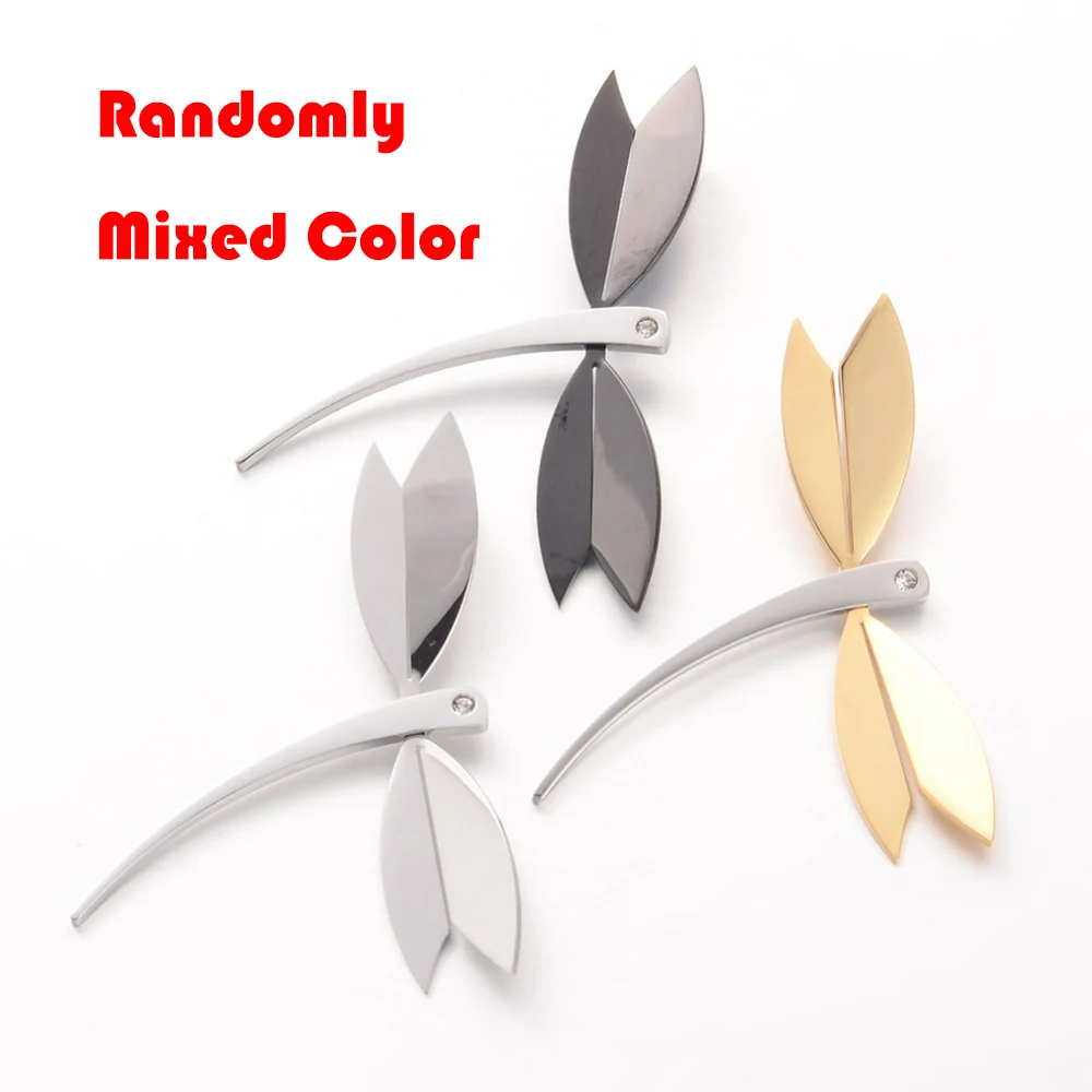 Mixed Color 6 шт./лот 55x42x2 мм 304 Нержавеющая сталь большие стрекозы Элегантные Подвески со стразами с 5 мм отверстием для женщин ювелирные изделия F80 - Окраска металла: Mixed Color
