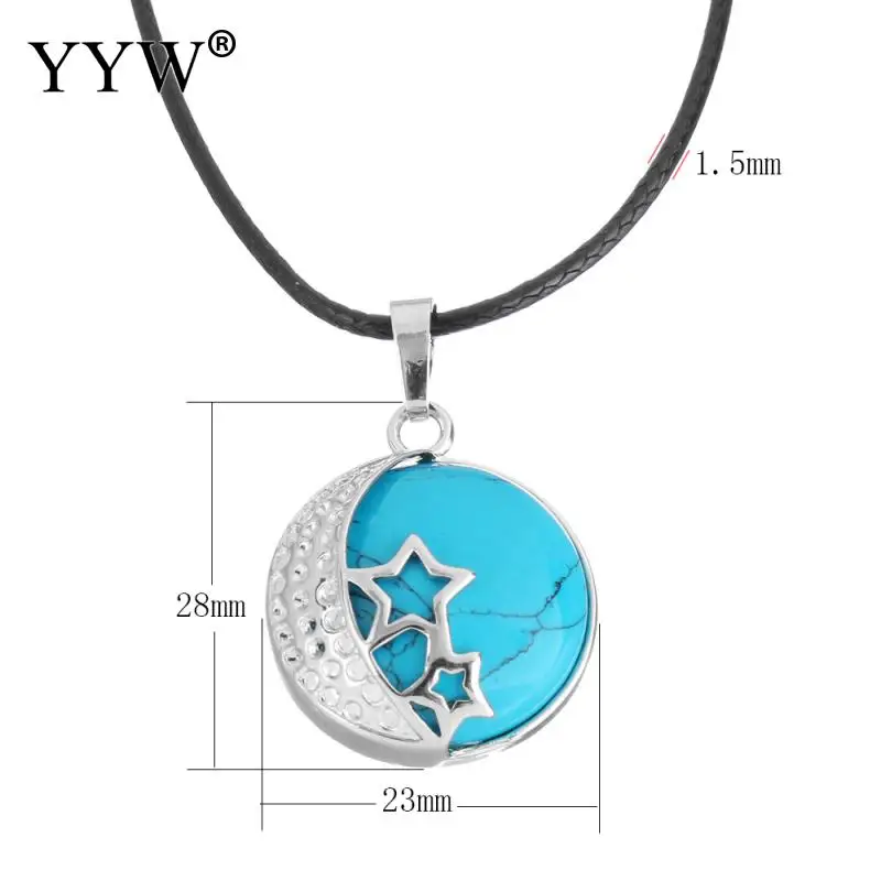 Ожерелье с подвеской из натурального камня искусственной кожи и латуни 2