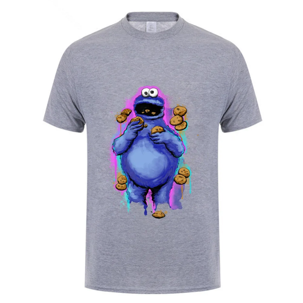 Футболка мужская с изображением печенья монстра хлопковая|designer mens t shirts|mens designer
