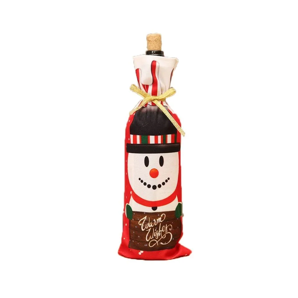 Snowman 1 шт много стиль Рождественский Снеговик/Санта Клаус набор бутылок винная бутылка крышка Держатель для рождественской вечеринки/принадлежности для украшения стола - Цвет: Snowman