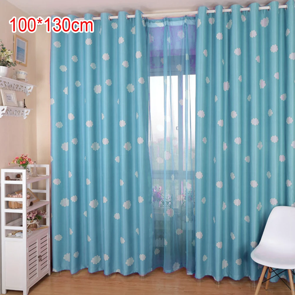 Room Window Curtains Cloud Printed Curtain Coated Lights Blockout Eyelet Screen Drape Household Large | Дом и сад